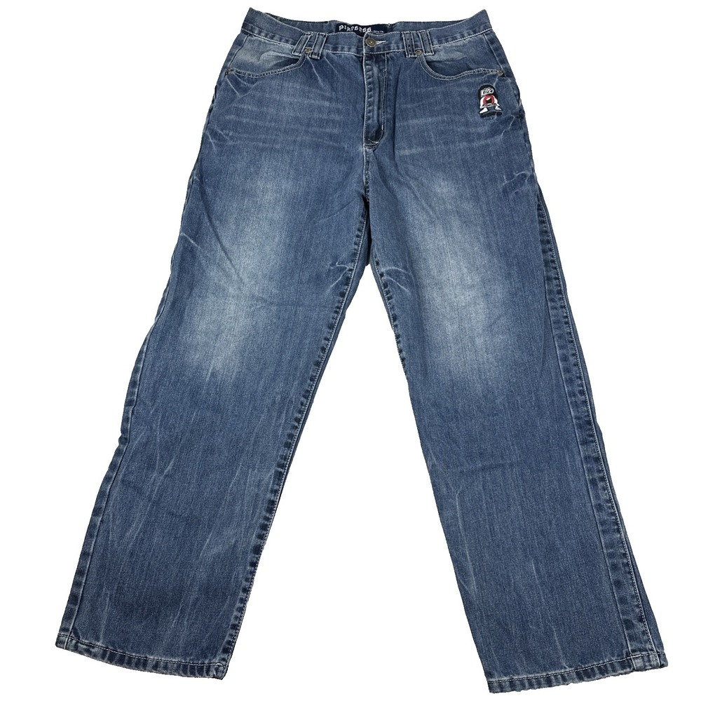 Play Bigg Ekko72 Jeans Men's Loose Baggy Y2k Embroidered 38x31 Hip Hop Skate‎